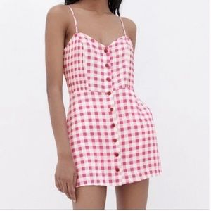 Zara linen blend gingham jumpsuit size Xl